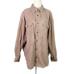Vintage 90s Fieldmaster khaki tan corduroy button down shirt Mens M